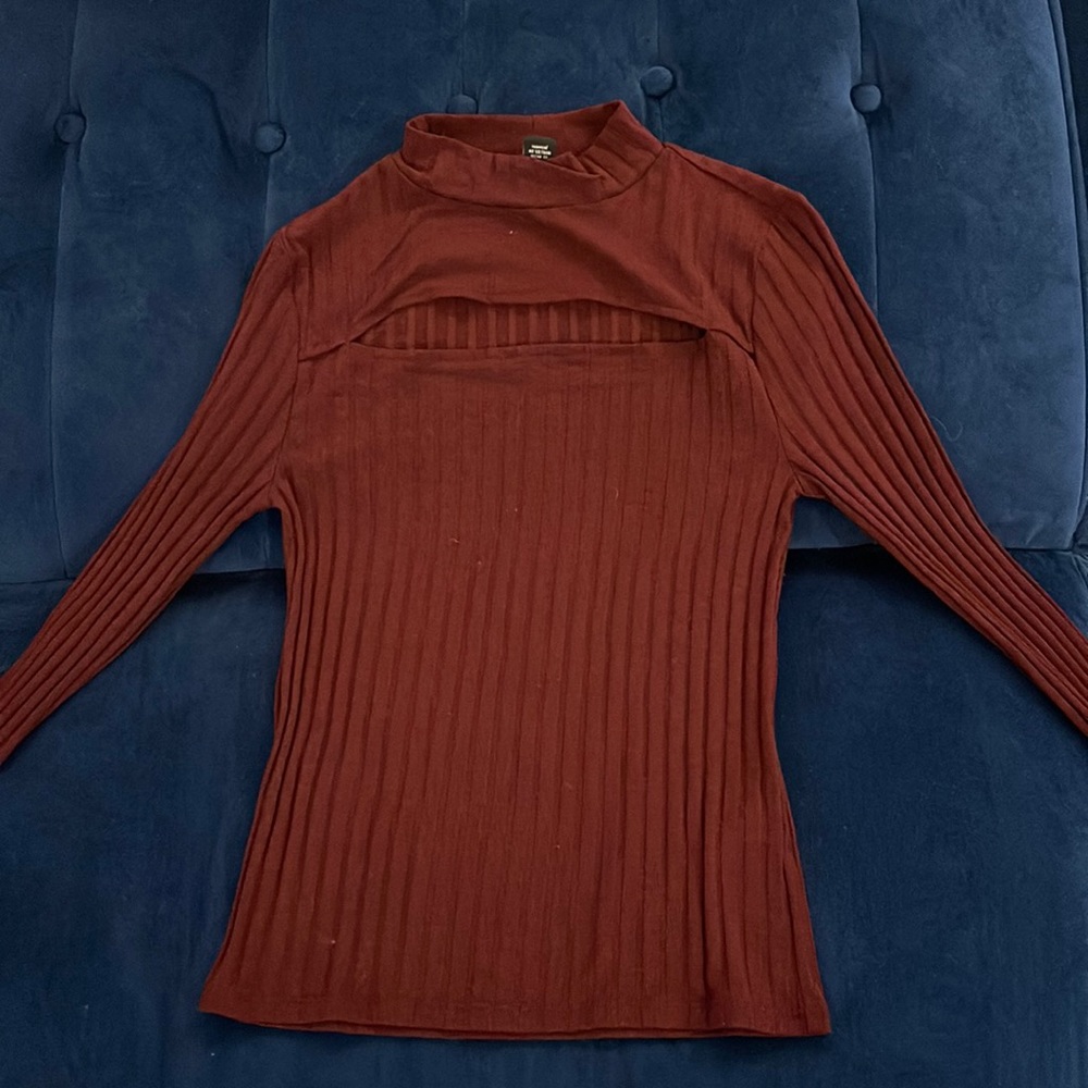 Long sleeve dark wine colored shirt